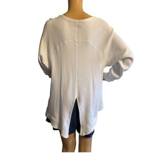 We The Free Shirt Cotton White Long Sleeve High Low Top with Back Slit Size S